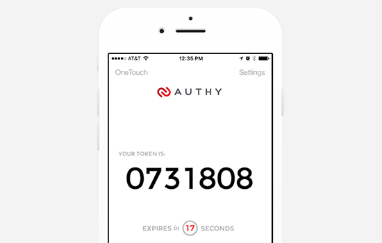 Screenshot of Authy's account management page on a mobile device.
