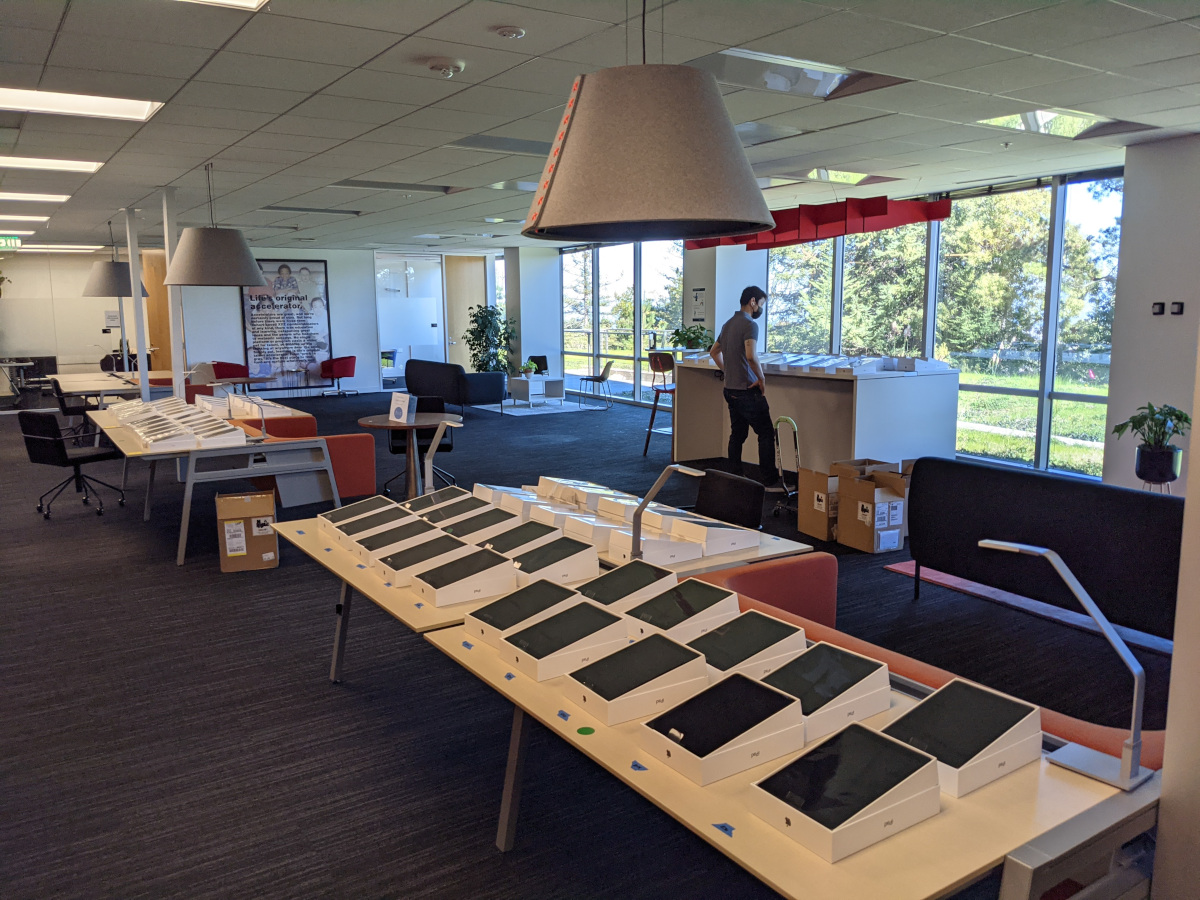 Room full of iPads in boxes